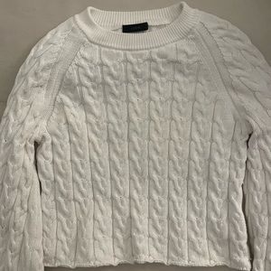 White J. Crew Cable Knit Sweater